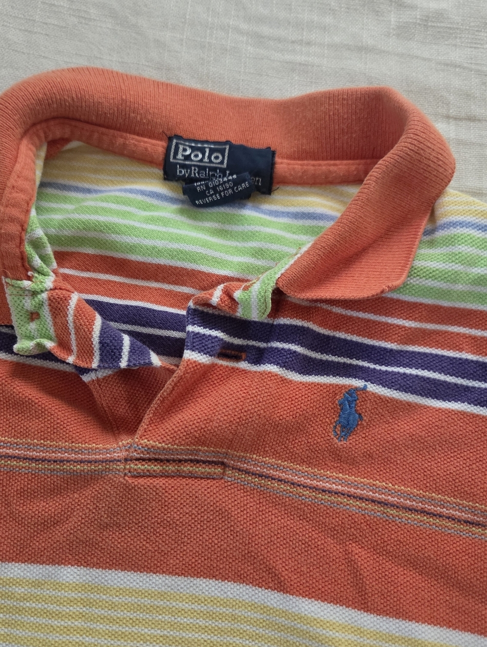 Polo by Ralph Lauren Orange Striped Baby Polo Romper 18 Months Retro Vintage - Picture 2 of 6
